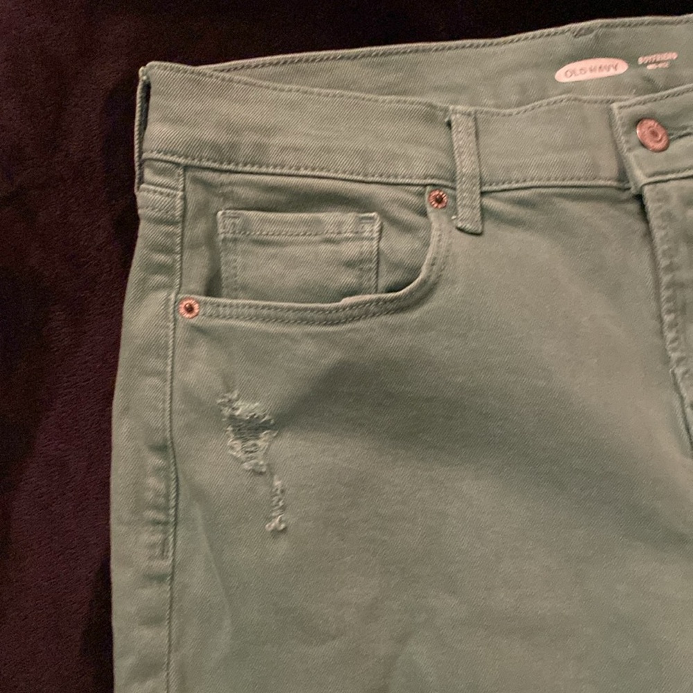 NWOT Old Navy Turquoise Mid Rise Boyfriend Distressed Denim Jeans Size 10‎ - Picture 6 of 13